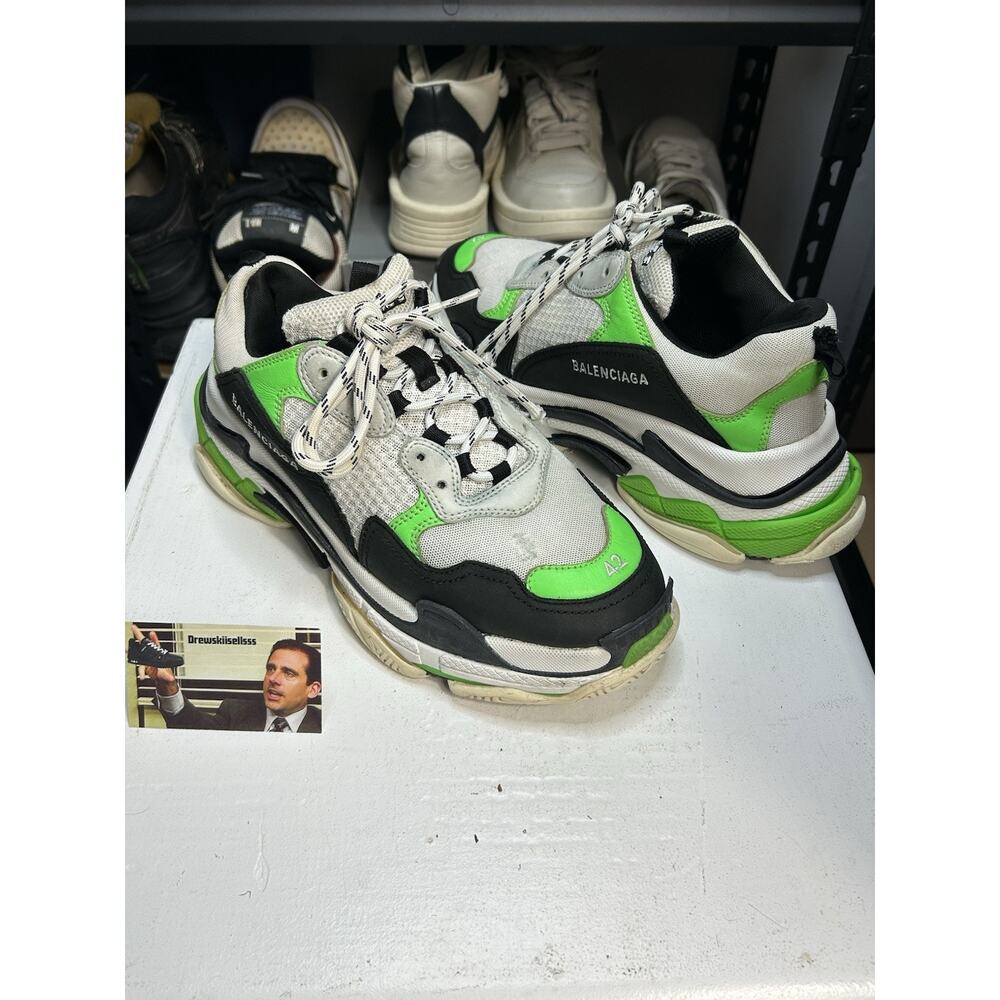Balenciaga Triple S Green Black Sneakers Size 42 EU/ 9 US Mens